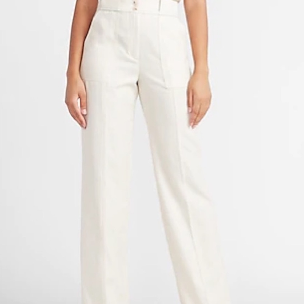 Express Cream High-Waisted Trousers